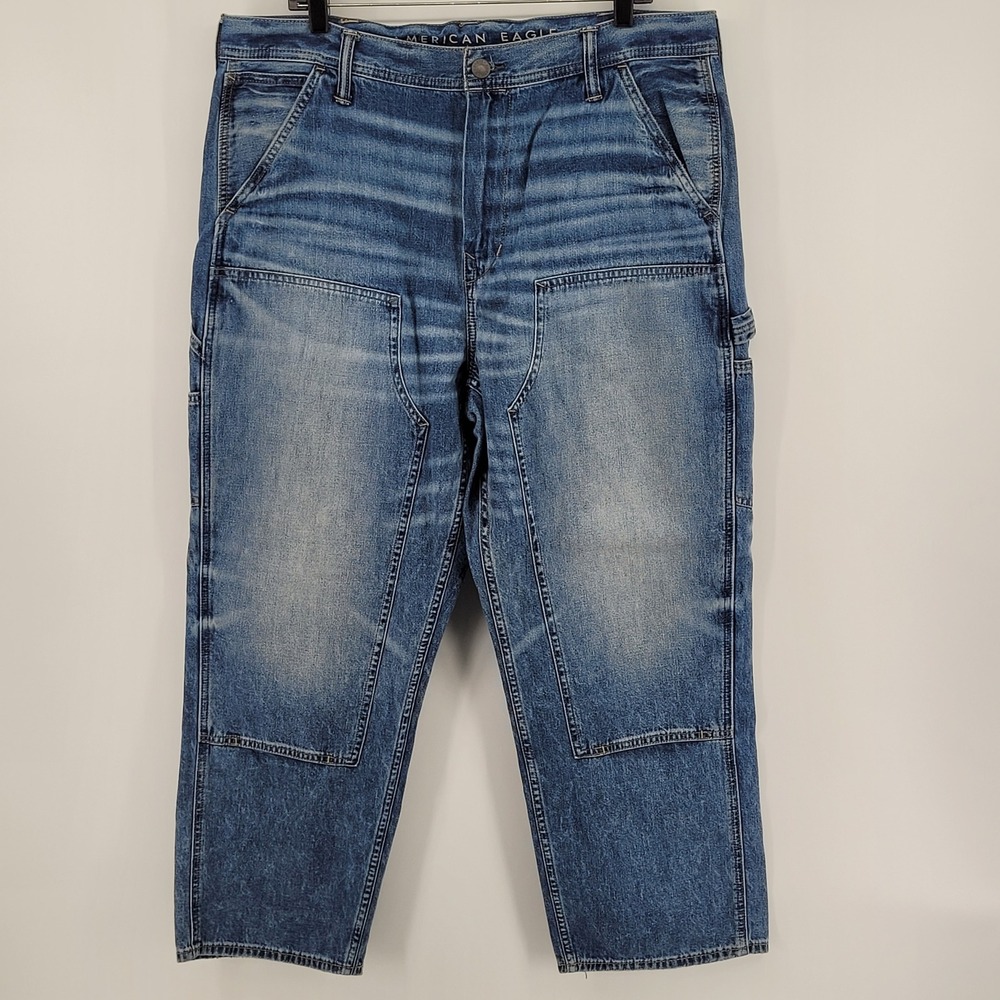 American Eagle Carpenter Jeans Mens 36x30 Denim Double Knee‎ Workwear Utility